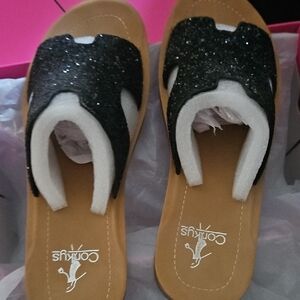 Corkys Glitter Black  Sandals